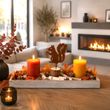 Tablett aus Holz 40cm - Herbst Deko Tischdeko in Braunm orange und Gelb SET 3