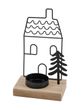Klein Haus Schwarz Teelichthaus mit Teelichthalter auf Holzfuß Deko Einzug Geschenk Weihnachten 5