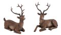 Hirsch Deko Figur Braun Rentier Liegend Weihnachten Herbst Advent 2 Stück 1