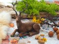 Hirsch Fuß hoch Deko Figur Braun Rentier Liegend Weihnachten Herbst Advent 2 Stück 3