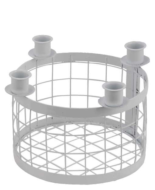 Kerzenhalter für Stabkerzen weiß Industrial Metall Korb Weihnachtsdeko Advent Klein