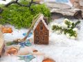 Terrakotta Keramik Deko Haus Klein Keramikhänger Hänger Baumschmuck Weihnachten Geschenkhänger 3 x 2 x 7cm 8
