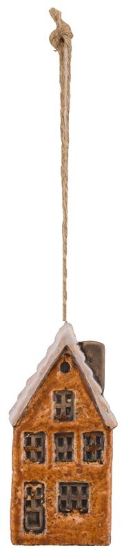 Terrakotta Keramik Deko Haus Klein Keramikhänger Hänger Baumschmuck Weihnachten Geschenkhänger 3 x 2 x 7cm