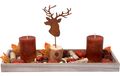 Tablett Herbst Holz Grau Orange Kürbis Deko Hirsch Rost Geschenk 40cm 1