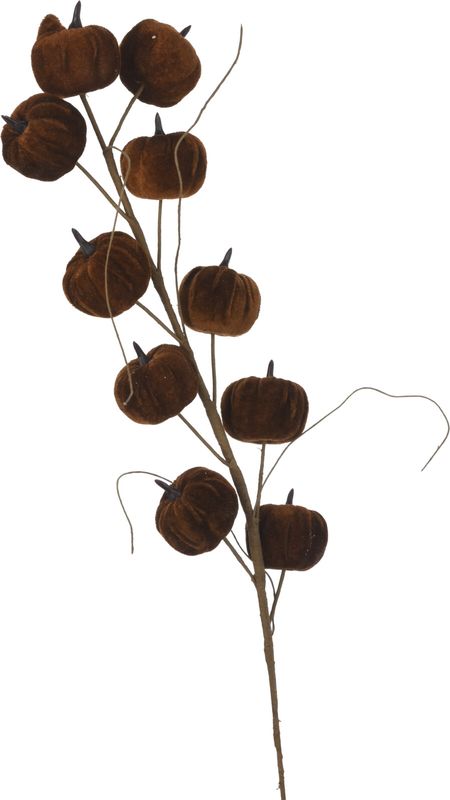 Kürbis Stoff Zweig Braun Herbst Deko 10 Stück/Ast 70cm
