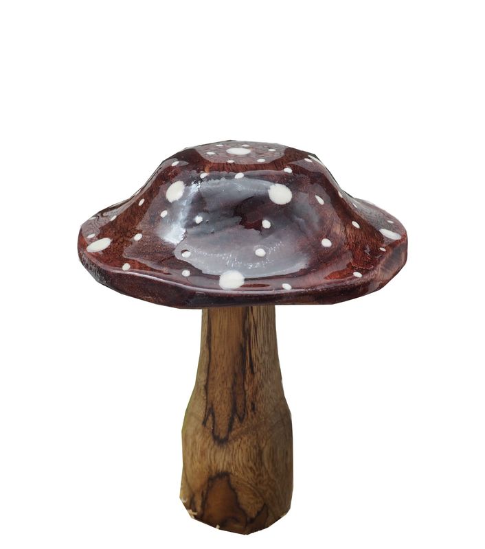 Pilz Dekofigur Braun Gepunktet Natur Holz Herbst Winter 2 Größen Deko