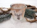 Windlicht Glas mit Banderole Hirsch Landhaus Deko Chalet Stil Dekoration Natur Geburtstag Jäger 3