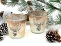 Windlicht Glas mit Banderole Hirsch Tischdeko Wohnzimmer Esszimmer Terrasse oder Jagdhütte 5