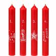 Stabkerzen Rot Advent 1-4 Zahlen Weihnachtsmotive 4 Stück 16 cm Hoch 1