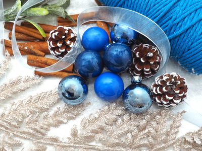 45 Weihnachtskugeln Christbaumkugeln Blau Mix Glas Christbaumschmuck Weihnachtsdeko