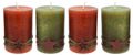 4 Adventskerzen Kerzen Stumpenkerzen Grün Marone Braun Orange Stern Weihnachten Advent Deko 1