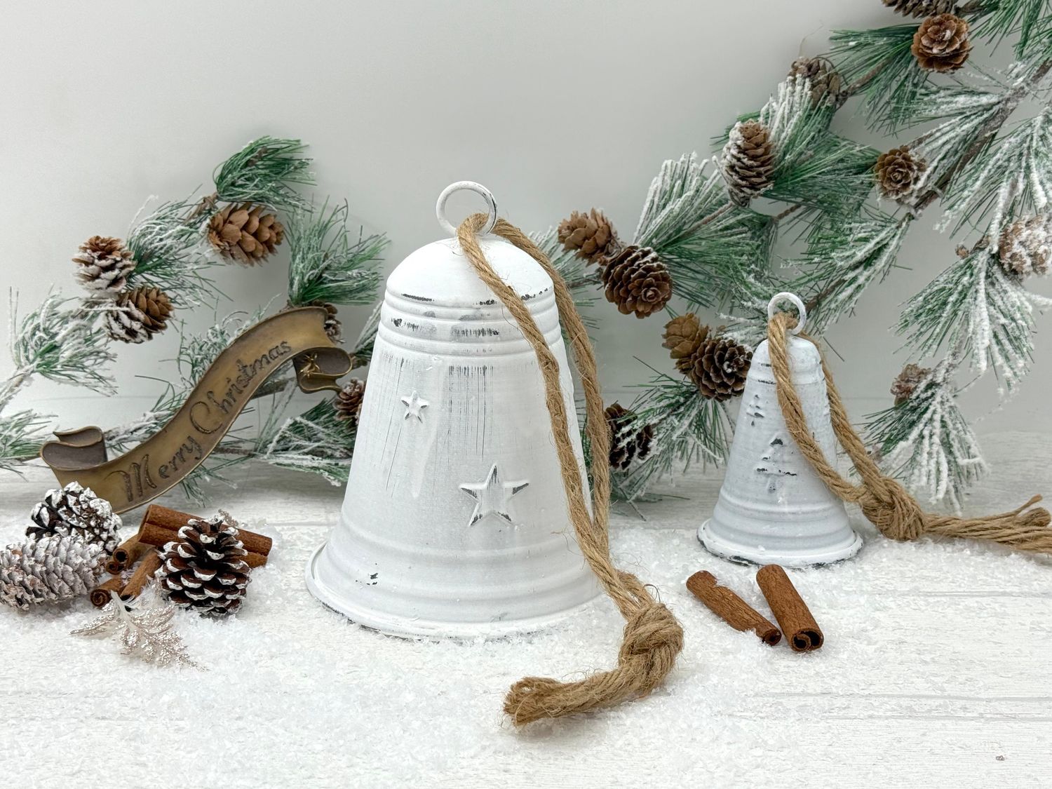 Glocke Zink Weiß Weihnachtsdeko Deko Figur Weihnachten Advent Groß 16cm