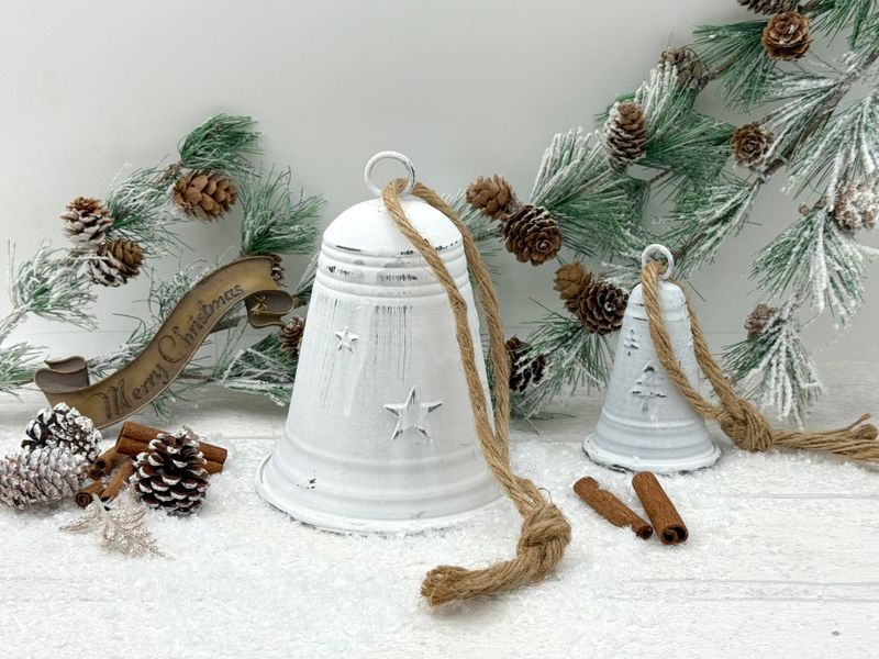 Glocke Zink Weiß Weihnachtsdeko Deko Figur Weihnachten Advent Groß 16cm