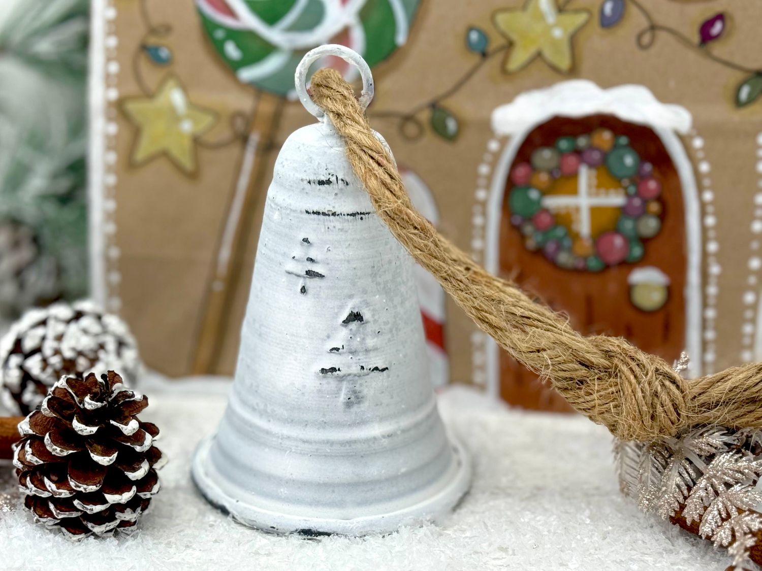 Glocke Zink Weiß Klein Weihnachtsdeko Deko Basteln Adventskranz Weihnachten Advent 11cm