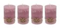 4 Adventskerzen Kerzen Stumpenkerzen Rosa Schneeflocke Gold Advent Weihnachten Deko Tischdeko 1