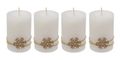 4 Adventskerzen Kerzen Stumpenkerzen Creme Schneeflocke Gold Advent Weihnachten Deko Tischdeko 1