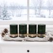 4 Stumpenkerzen in edlem Jägergrün - Deko  Advent Winter Weihnachten 2