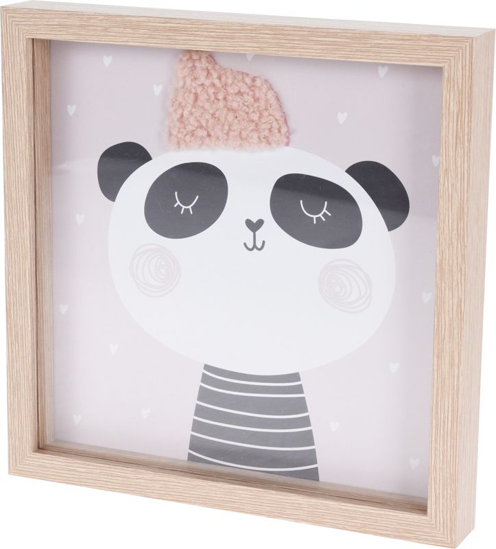 Bilderrahmen Holz Kinder Geburtstag Panda mit rosa Mütze 