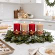 4 Adventskerzen Beige Rot mit Lebkuchenmann – Handdekorierte Kerzen Weihnachten Geschenk 4