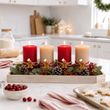 Adventskerzen Beige & Rot mit Lebkuchen - deutsche Herstellung & Qualität, aus durchgefärbten Paraffin, tropffest 3