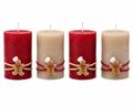 Adventskerzen Stumpenkerzen Kerzen Beige Sand Rot Lebkuchenmann Adventskranz Weihnachten Deko 9x6cm 4 Stück 1