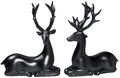 Dekofigur Rentier Hirsch Liegend Schwarz Advent Weihnachten Deko Polyresin 21cm 1