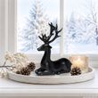 Rentier Deko Schwarz – Hirsch liegend Weihnachten Skulptur Advent 21cm H 5