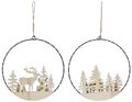 Metallring Schwarz mit LED Türkranz Haus Tannenbaum Hirsch Natur Weiß Weihnachten Ø20cm 2