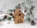 Haus Deko Mangoholz Natur Geschenk Weihnachten Fensterbank 4