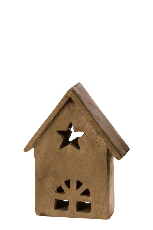 Deko Mango Holz Haus zwei Größen 13cm Stern Fenster Weihnachten