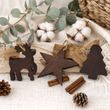 3 Holz Anhänger Hängedeko - Tannenbaum, Stern, Hirsch Braun mit Aufhänger  3
