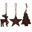 Hängedeko Holz Dunkelbraun Hirsch Tannenbaum Stern Weihnachten Christbaumschmuck 10,5cm 3 Stück 1
