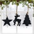 3er Set Holz Anhänger Weihnachten – Tannenbaum, Stern & Hirsch in Schwarz 2
