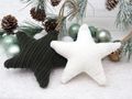 Stoff Sterne Weihnachten Grün Weiß Holz 7