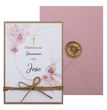 Einladungskarte mit Briefumschlag Rosa Blumen Personalisiert Kommunion Karte 1