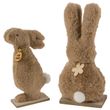 Plüsch Hase auf Holzsockel Beige Zwei Versionen Ostern Deko Figur 26cm oder 36cm Hoch 1
