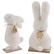 Plüsch Hase auf Holzsockel Weiß Zwei Versionen Ostern Deko Figur 26cm oder 36cm Hoch 1