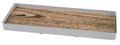Metall Tablett Weiß Holzboden Gummifuß Tischdeko 41cm Lang Klein 1