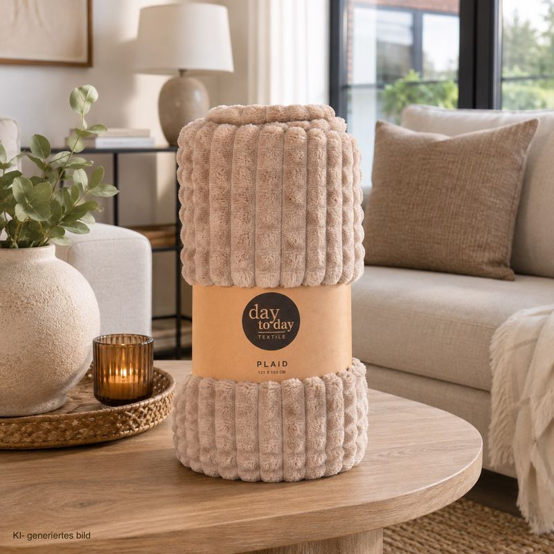Decke Couchdecke Flanell Beige Wohndecke Tagesdecke Deko 125x150 cm