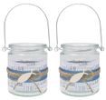 Windlicht Banderole Glaube Liebe Hoffnung Dunkelblau Fisch Weiß Kommunion Konfirmation Tischdeko 9cm Hoch 2 Stück 1