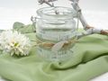 Windlicht Glas mit Henkel Banderole Grün Salbei Tischdeko Kommunion Konfirmation Deko Junge Mädchen  2