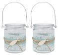 Windlicht Banderole Glaube Liebe Hoffnung Hellblau Fisch Weiß Kommunion Konfirmation Tischdeko 9cm Hoch 2 Stück 1