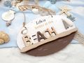 Deko Schild mit Spruch im maritimen Stil und Schnur zum Aufhängen 