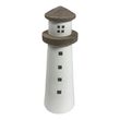 Leuchtturm Deko Maritim Weiß Braun Badezimmer Sommer Terrasse Balkon Holz 6,5Ø 8cm 20H 1