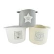 Korb Aufbewahrung Motiv Grau Creme Weiß Kinderzimmer Deko Baumwolle 26cm Ø 22,5cm H 1