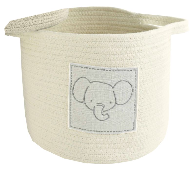 Korb Aufbewahrung Motiv Creme Kinderzimmer Deko Baumwolle 26cm Ø 22,5cm H