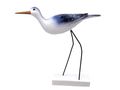 Fischreiher Skulptur Blau Weiß Sommer Maritim Deko Polyresin 32x6x31cm 1