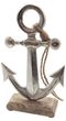 Deko Anker mit Seil Silber Aluminium Holzfuß Maritim Sommer Terrasse Bad Geschenk 13x5x21,5cm 1