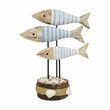 Aufsteller Fische Deko Blau Weiß Maritim Holzaufsteller Fischschwarm auf Baumstamm 18x18,5cm 1