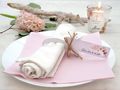 Serviettenring Holz Fisch Weiß Rosa Boho Tischkarte 